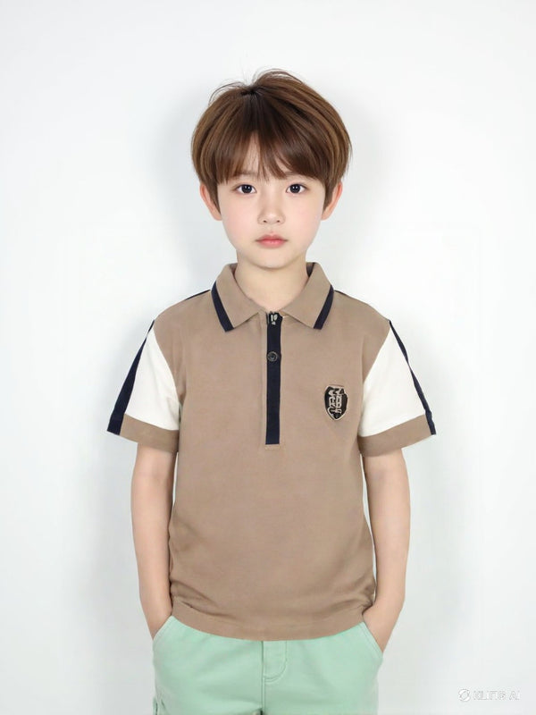Boys Tan Pique Polo Shirt